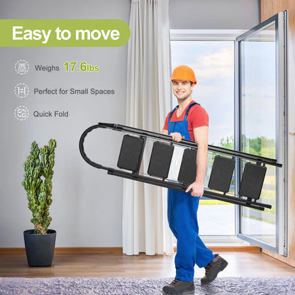 Heavy-Duty Folding Stool With Handrail And Anti-Slip