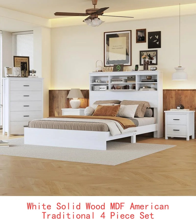 Vintage Queen Bedroom Set With Bed Nightstands Dresser