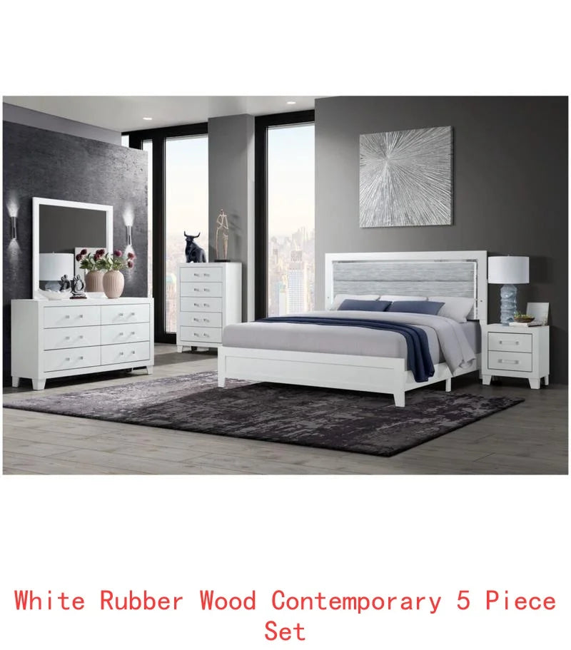 White Full Bedroom Set With LED Lighting