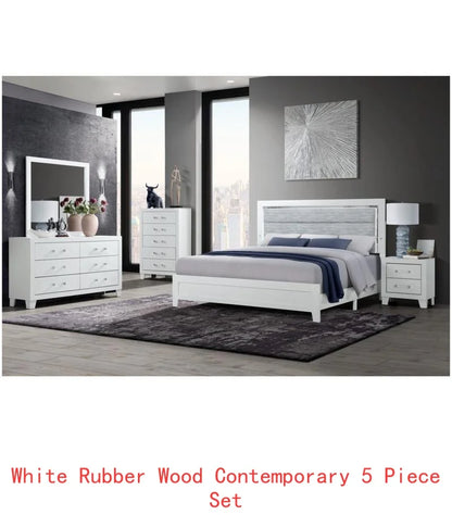 White Full Bedroom Set With LED Lighting