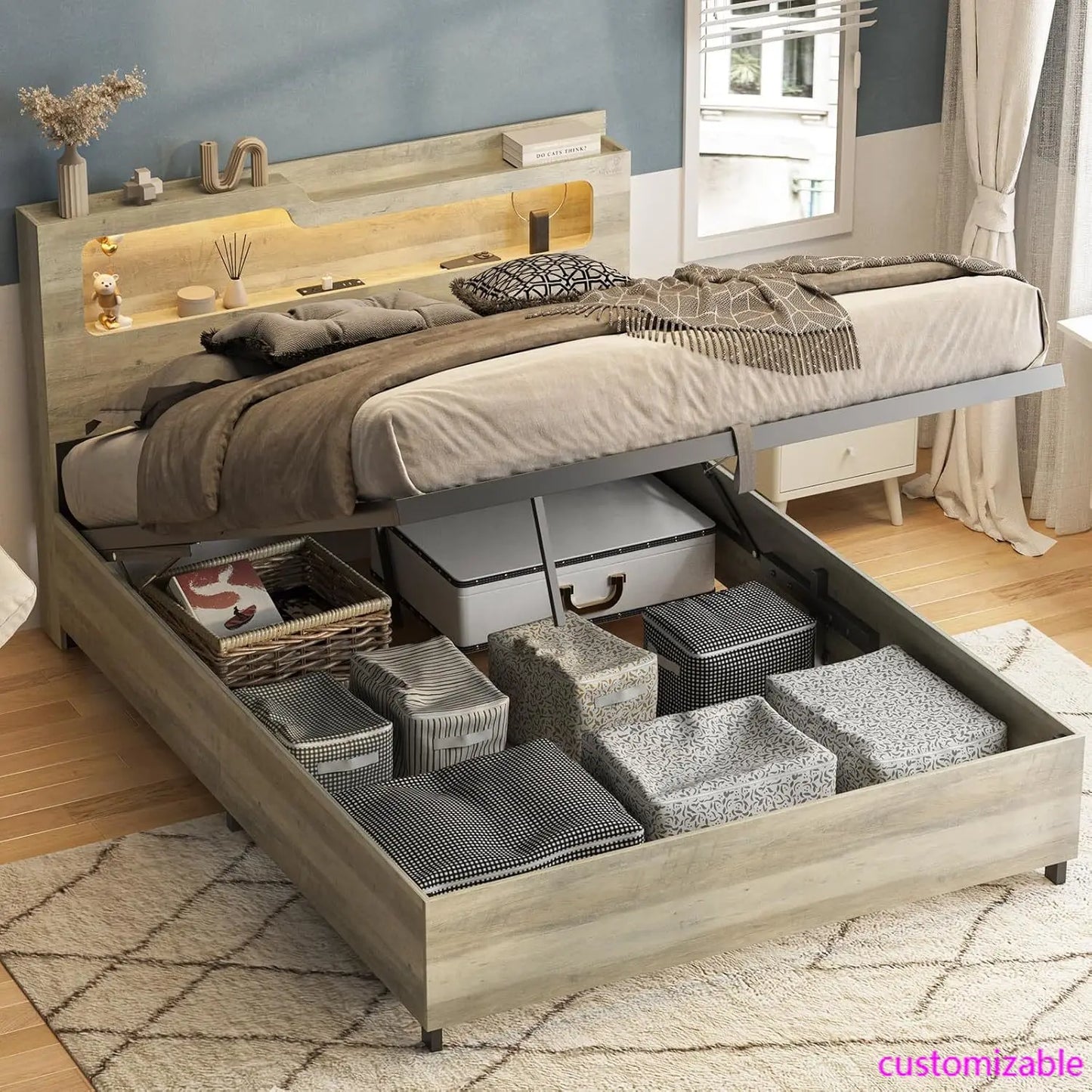 Queen Size Lift Up Storage Bed Frame
