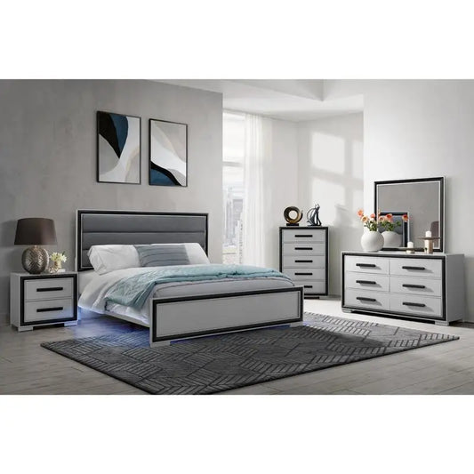 5PC King Bedroom Set Grey & Black