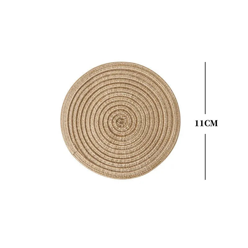 4/2-Piece Round Woven Ramie Table Mats