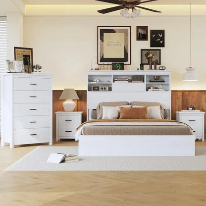 Vintage Queen Bedroom Set With Bed Nightstands Dresser