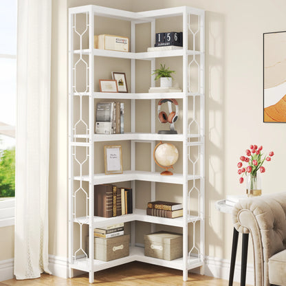 7‑Tier Corner Bookshelf Industrial Shelf