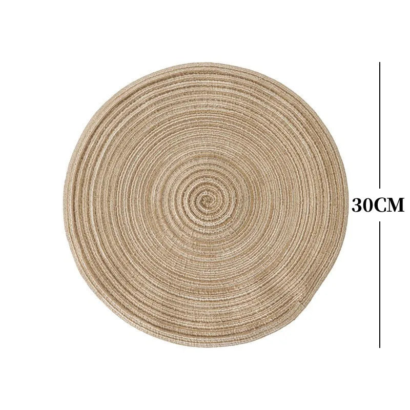 4/2-Piece Round Woven Ramie Table Mats