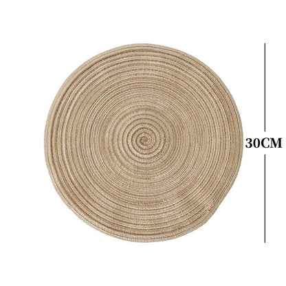 4/2-Piece Round Woven Ramie Table Mats