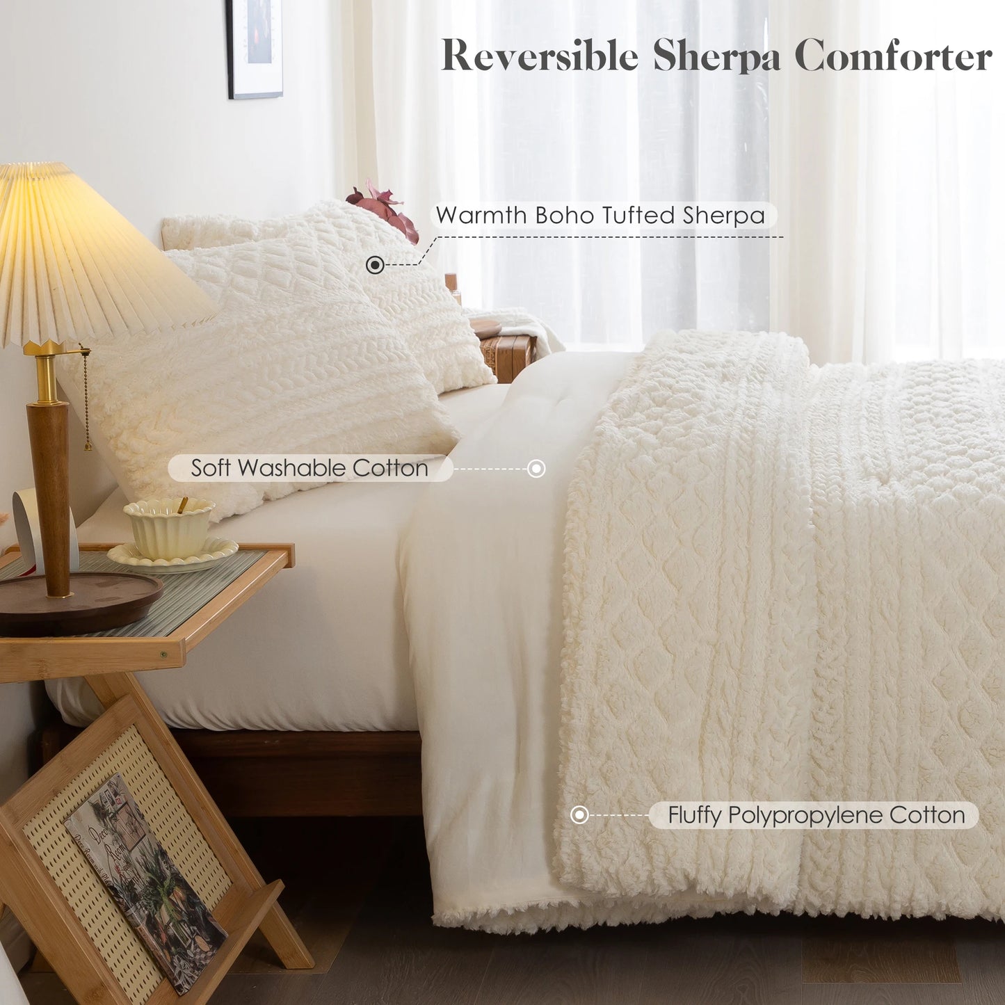 Plush Fleece Sherpa Cotton Bed Comforter Set