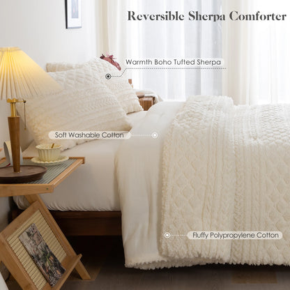 Plush Fleece Sherpa Cotton Bed Comforter Set