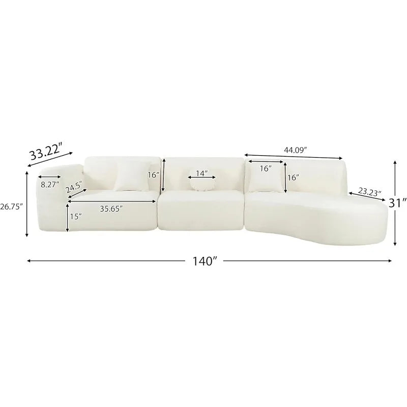 Curved Polyester Sectional Sofa Set