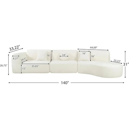 Curved Polyester Sectional Sofa Set